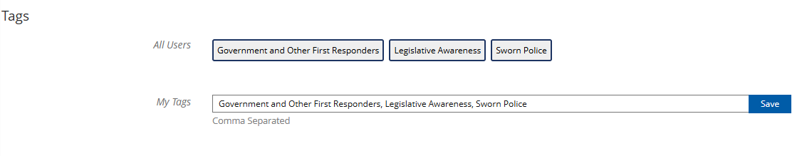 Tags area in info tab screenshot