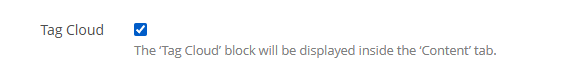 Tag Cloud setting screenshot